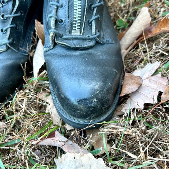 Vintage 1990s Ranger Firefighter Boots Size 10 W Black Leather Zipper Lace Up - Picture 4 of 16